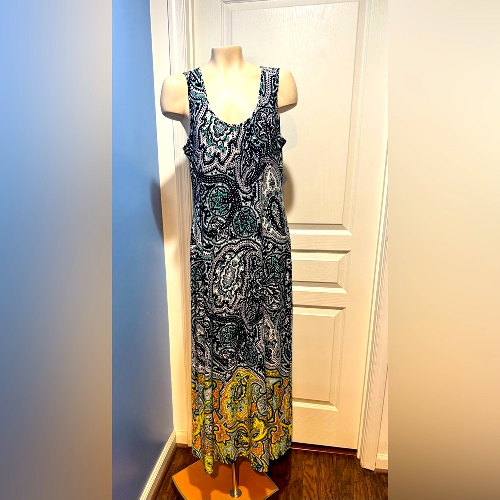 Paisley Print Maxi Dress Blue pattern size Large